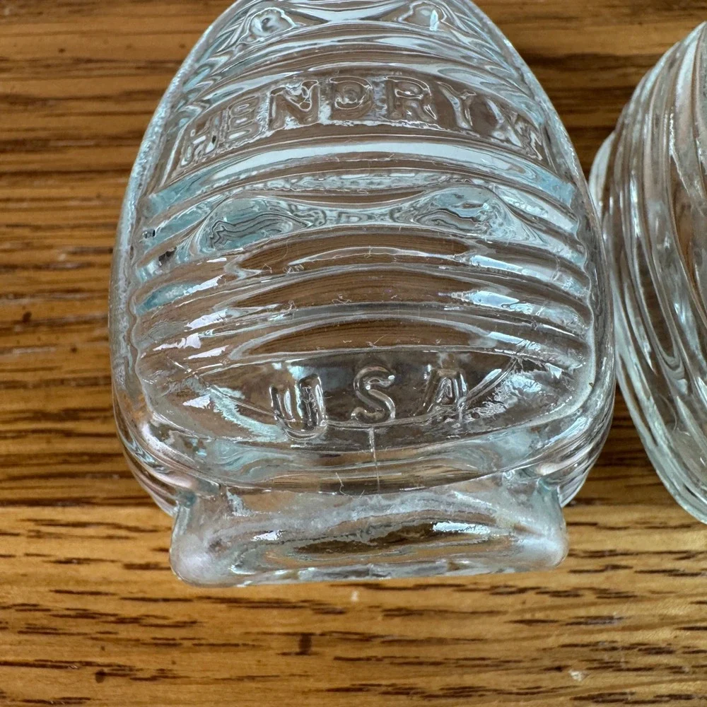 Vintage Hendryx Glass Bird Cage Feeder Waterer Cups Set of 2 Clear USA Made